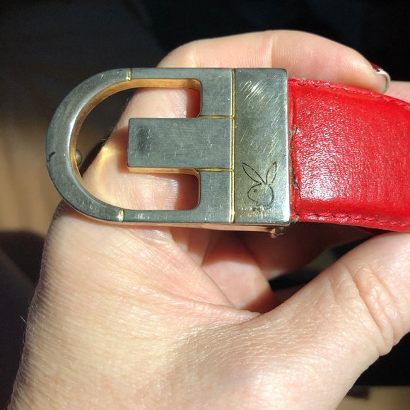 Vintage 1970s Playboy Belt Red 31"-37" - Picture 3 of 7